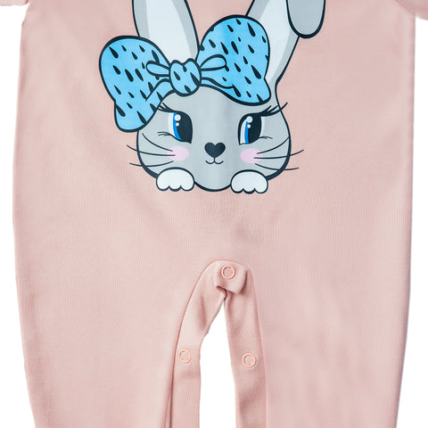 Girls Rabbit Ruffels Long-Sleeve Footless Jumpsuit