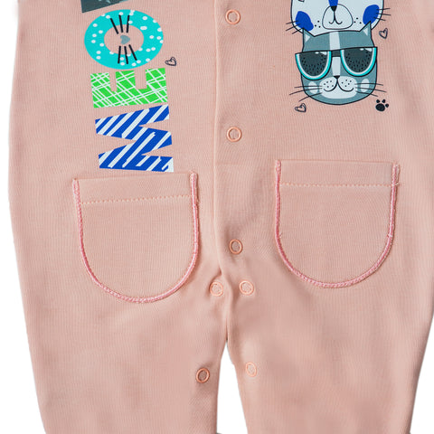 "Cat Meow" girls Long-Sleeve Footless jumpsuit