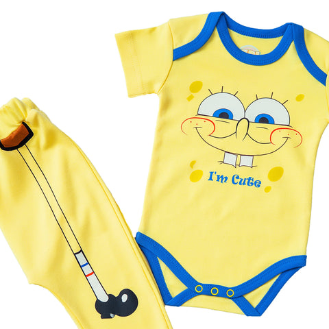 Sponge-pop boys short sleeves pajamas yellow