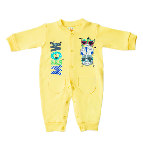 "Cat Meow" Girls Long-Sleeve Footless Jumpsuit